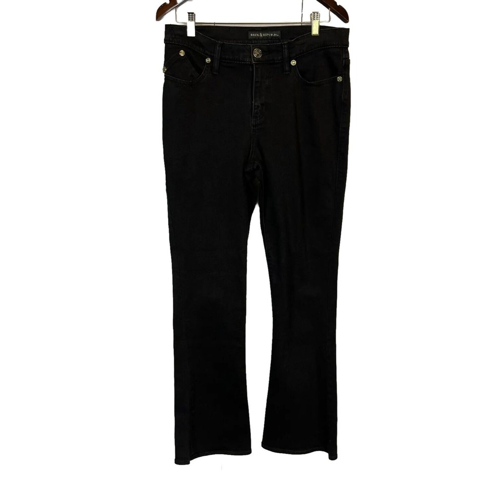 Rock & Republic Womens Size 12M Black Mid Rise Kendra Curvy Bootcut Jeans